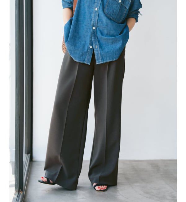 Spick and Span「《追加》ダブルクロスツータックパンツ」|スラックス|