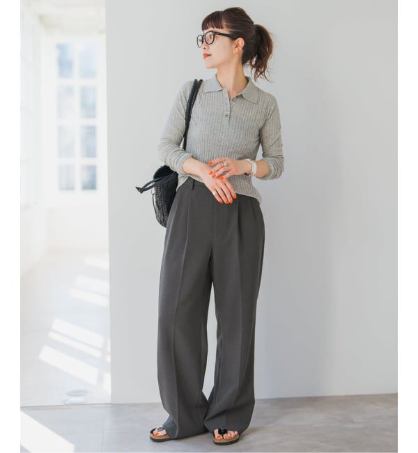 Spick and Span「《追加》ダブルクロスツータックパンツ」|スラックス|