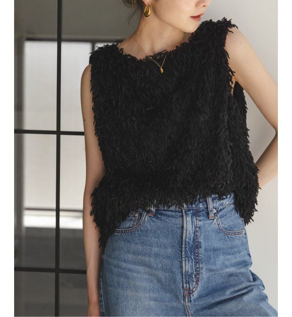 NOBLE「《追加》【洗える】フェザーヤーンタンクトッププルオーバー2」|シャツ・ブラウス|ブラック