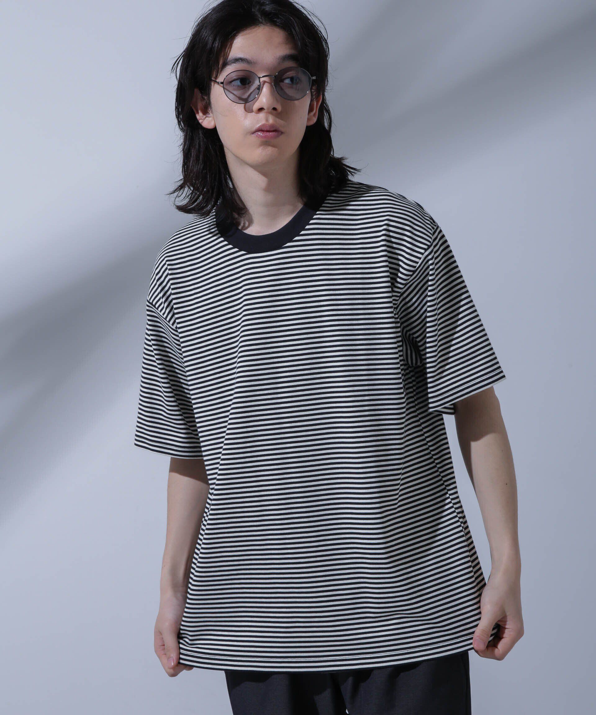 nano･universe「Anti Soaked(R)  汗染み防止 ボーダークルーネックTシャツ」|Tシャツ・カットソー|