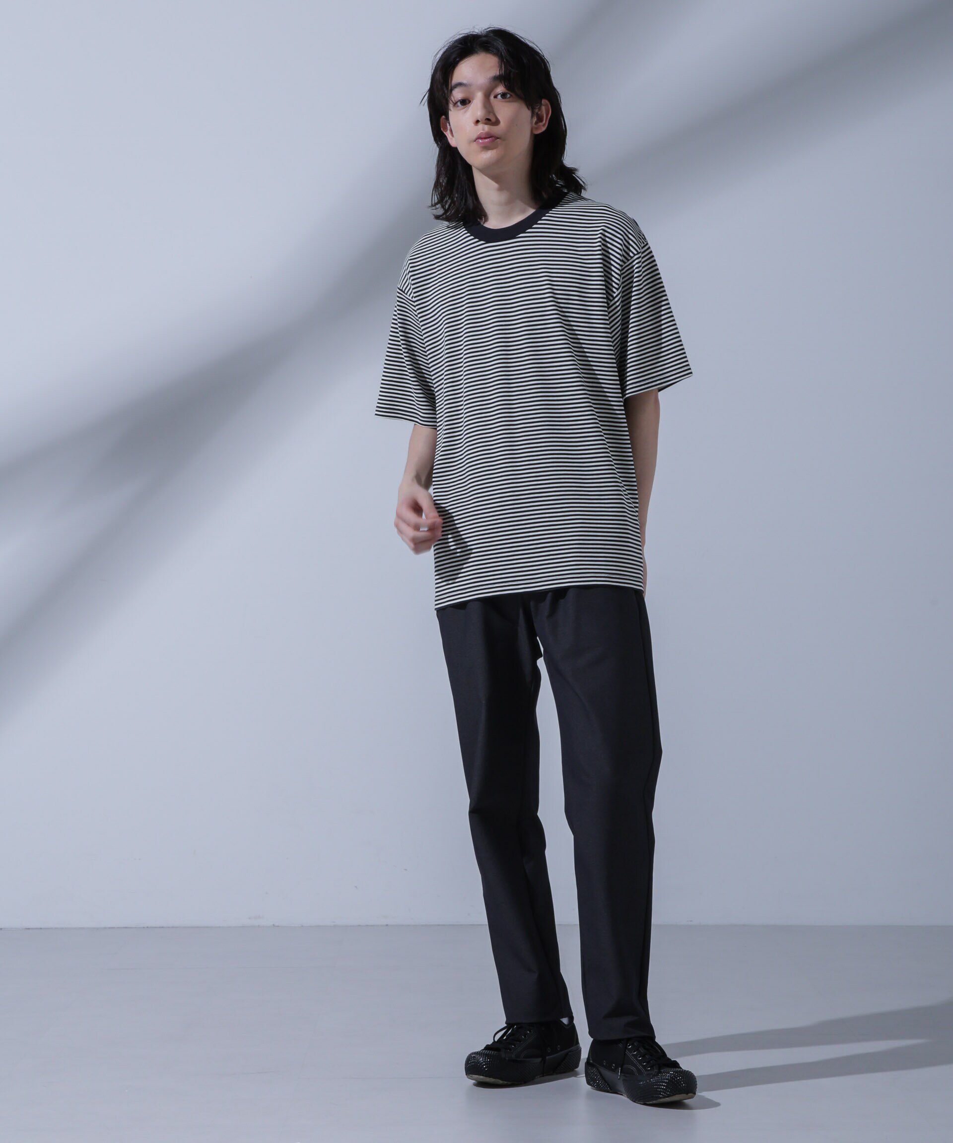 nano･universe「Anti Soaked(R)  汗染み防止 ボーダークルーネックTシャツ」|Tシャツ・カットソー|