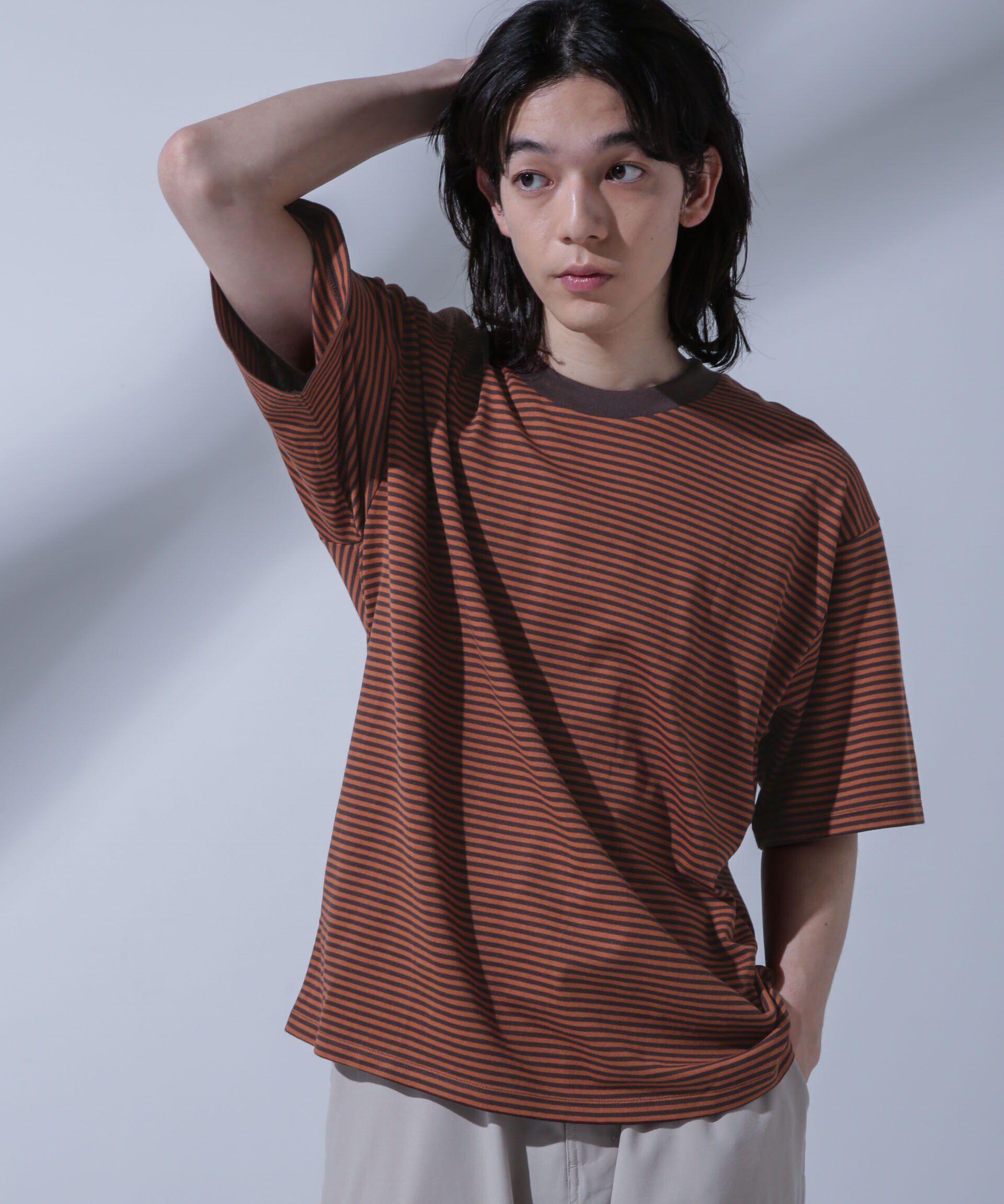 nano･universe「Anti Soaked(R)  汗染み防止 ボーダークルーネックTシャツ」|Tシャツ・カットソー|