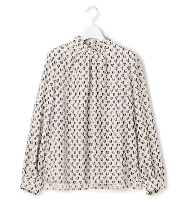 23区「モダンアートプリントギャザーブラウス」|シャツ・ブラウス|