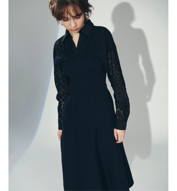 Diagram「レースレイヤードニットワンピース」|ワンピース|ブラック