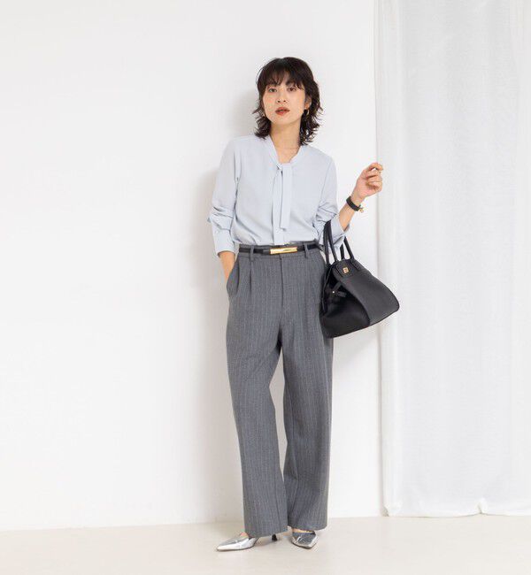 NOLLEY'S sophi「ウォッシャブル両面起毛ヘリンボーン/ストライプセミワイドパンツ」|その他|