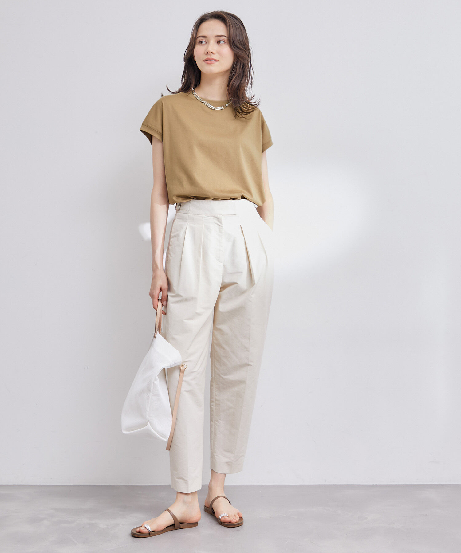 ROPE「【新色追加】【洗える】アームレットキャップスリーブTシャツ」|Tシャツ・カットソー|