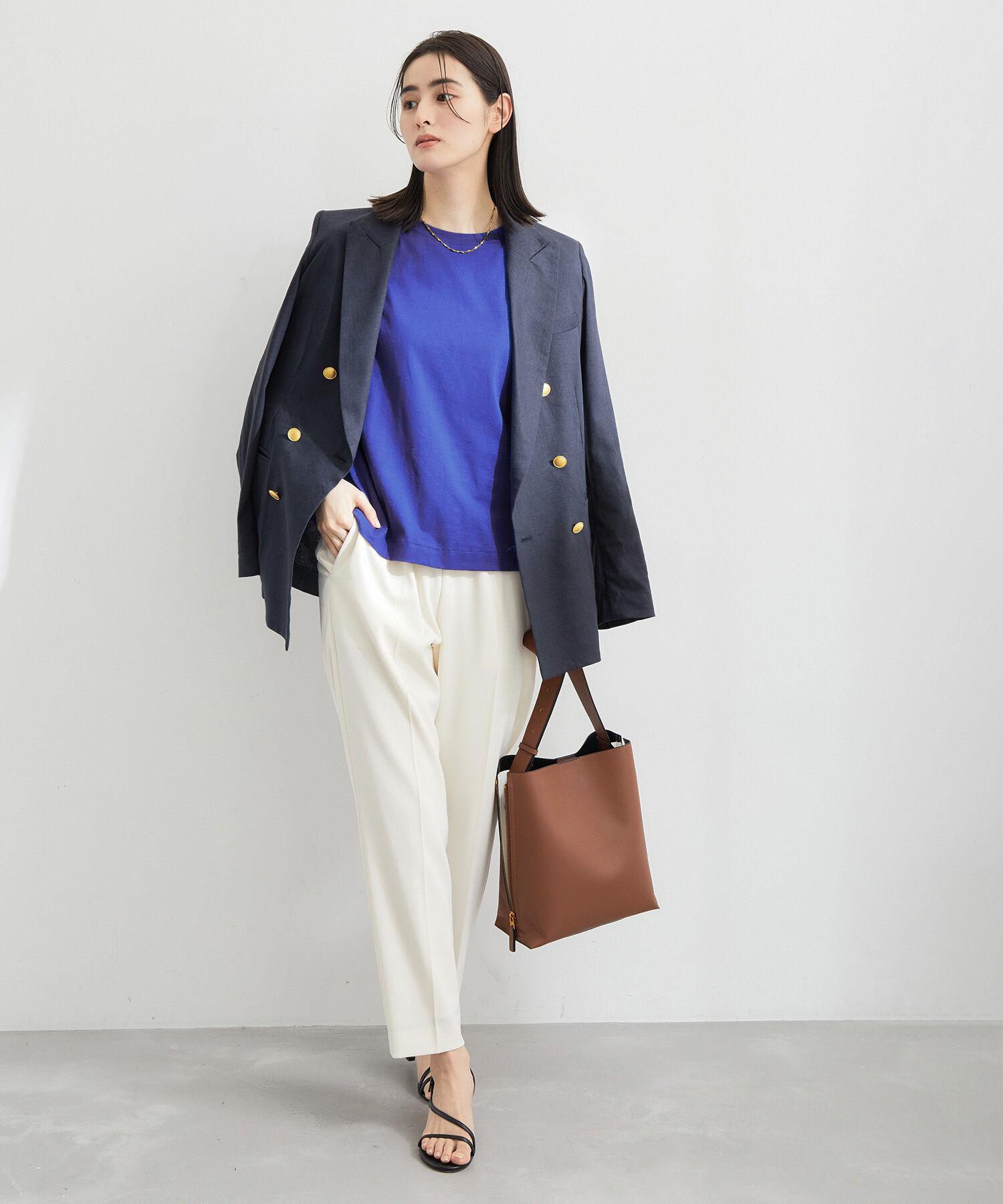 ROPE「【新色追加】【洗える】アームレットキャップスリーブTシャツ」|Tシャツ・カットソー|