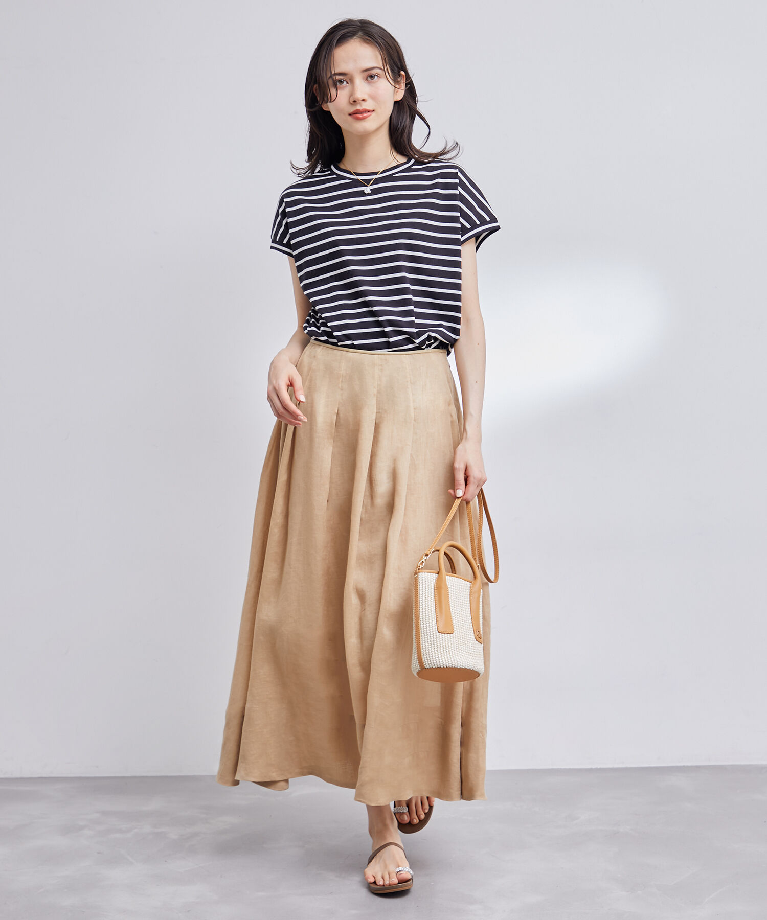 ROPE「【新色追加】【洗える】アームレットキャップスリーブTシャツ」|Tシャツ・カットソー|