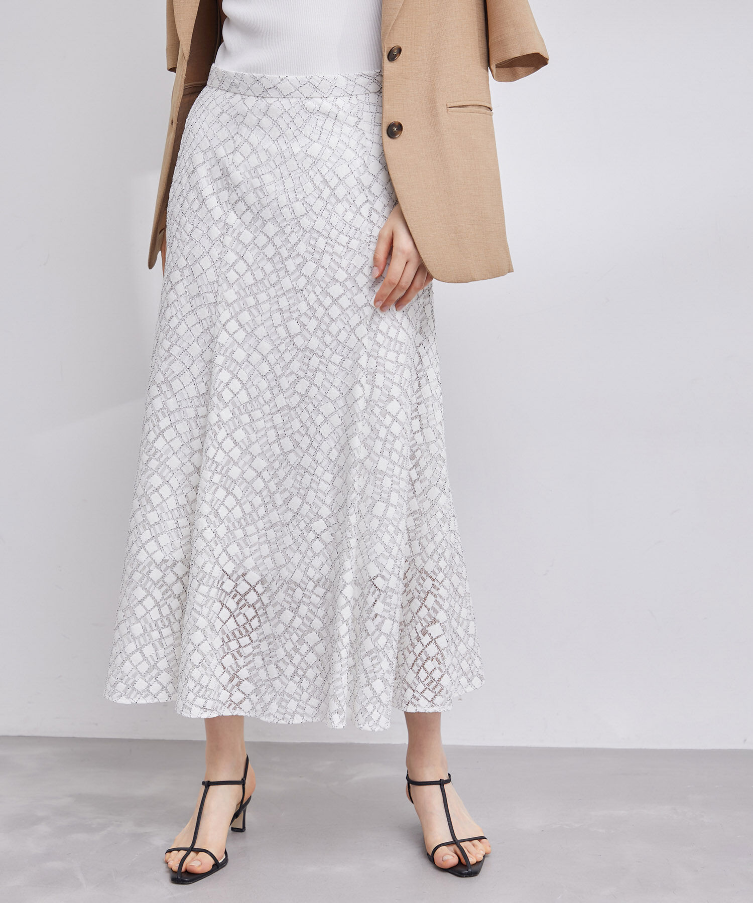 ROPE「ジオメトリックレーススカート」|スカート|ホワイト(10)