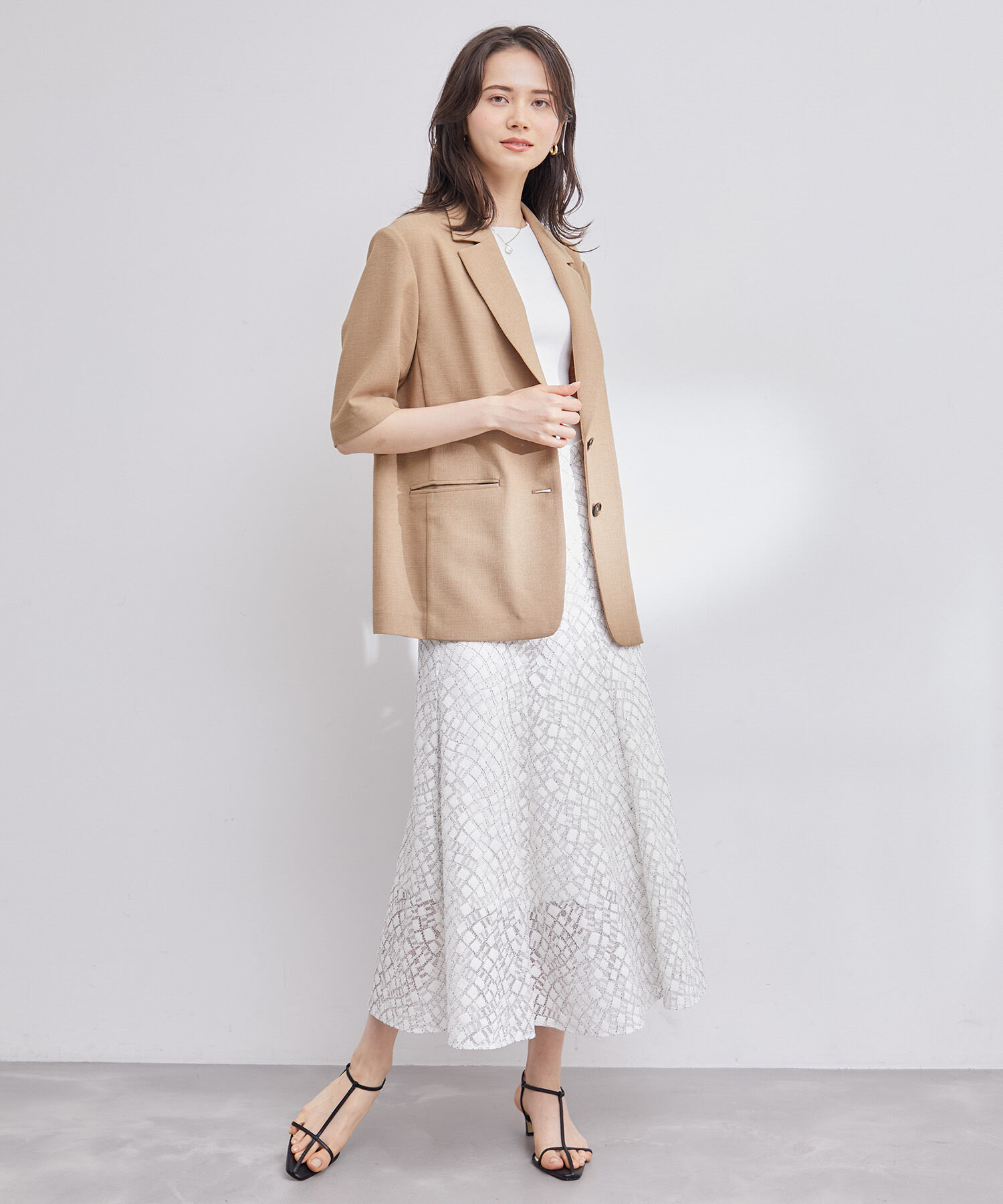 ROPE「ジオメトリックレーススカート」|スカート|