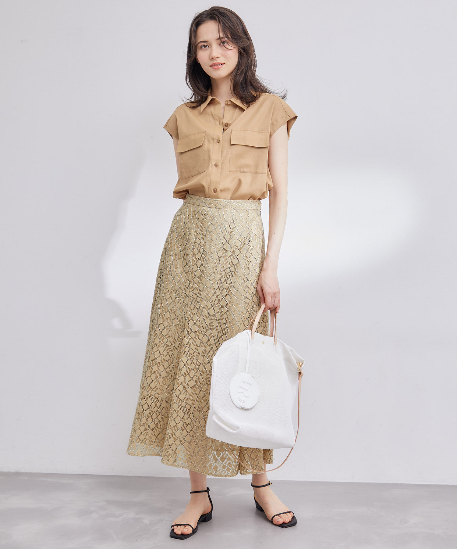 ROPE「ジオメトリックレーススカート」|スカート|