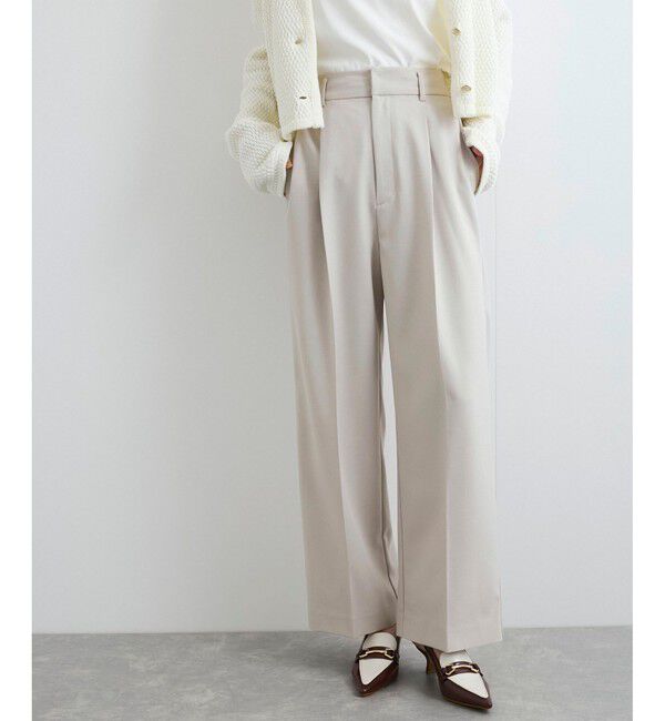 VIS「【美easy】コンフォートツイルワンタックワイドスラックスパンツ【洗える/防シワ/UVケア】」|スラックス|