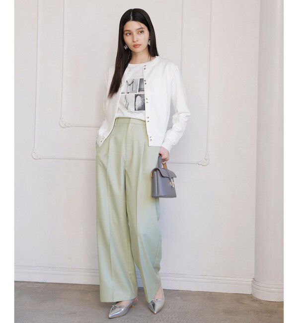 VIS「【美easy】コンフォートツイルワンタックワイドスラックスパンツ【洗える/防シワ/UVケア】」|スラックス|