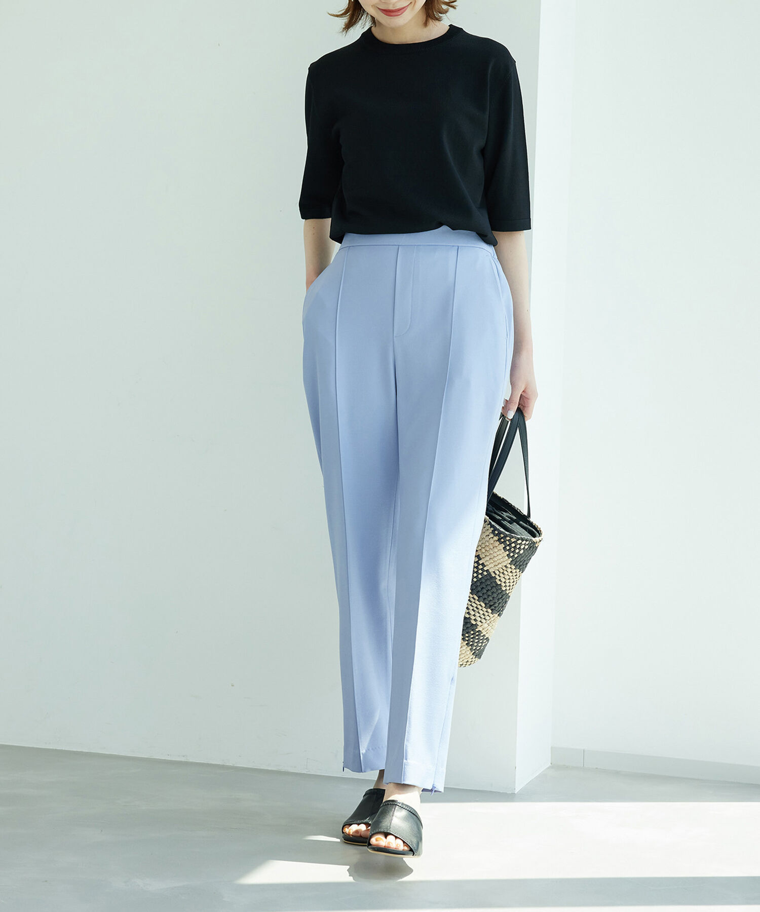 Rope&rsquo;Picnic「天竺編みハーフスリーブトップス」|ニット・セーター|