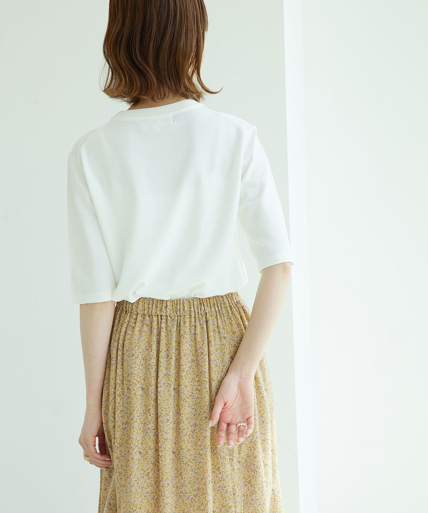 Rope&rsquo;Picnic「天竺編みハーフスリーブトップス」|ニット・セーター|