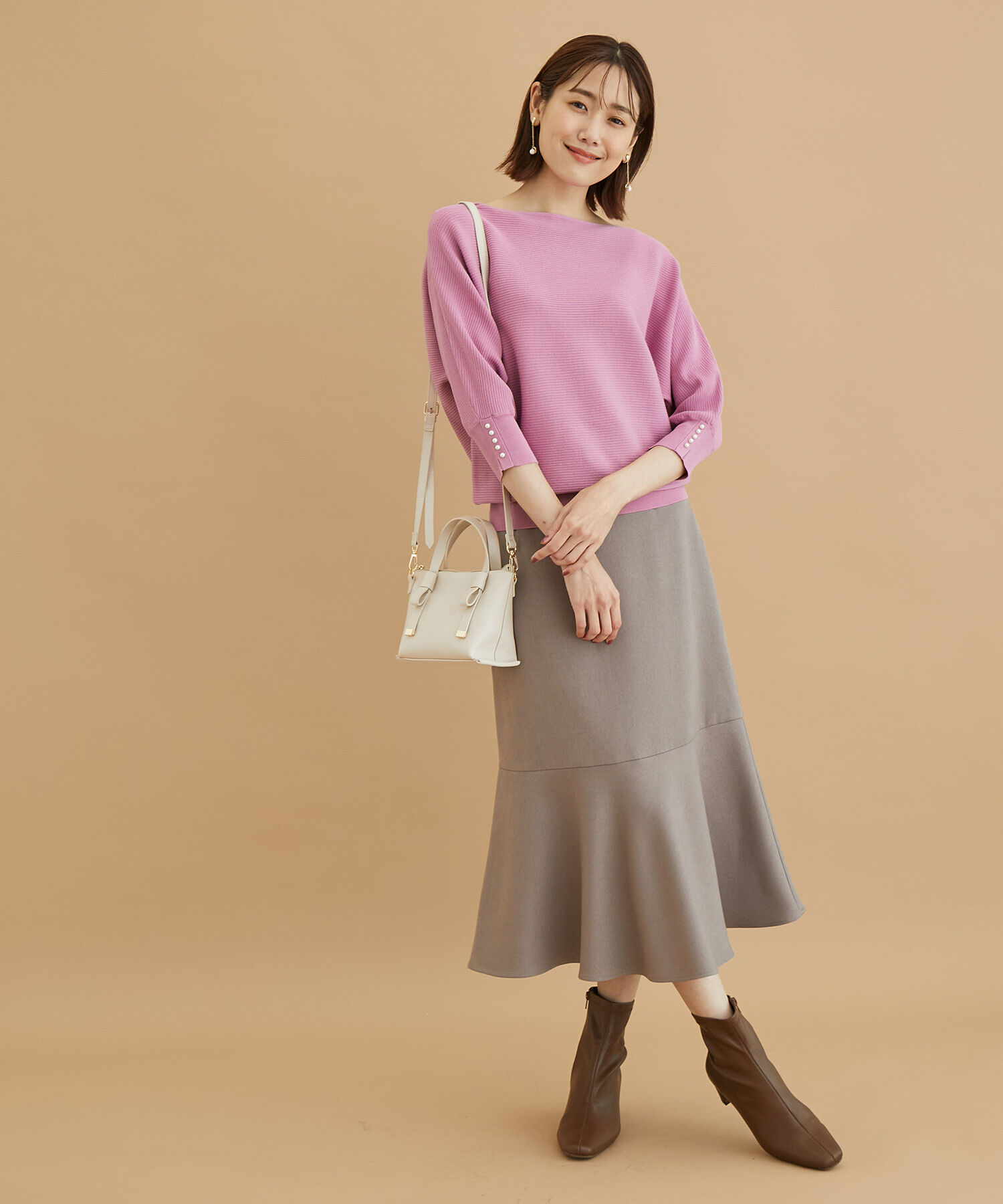 Rope&rsquo;Picnic「7分袖パールドルマンニット」|ニット・セーター|