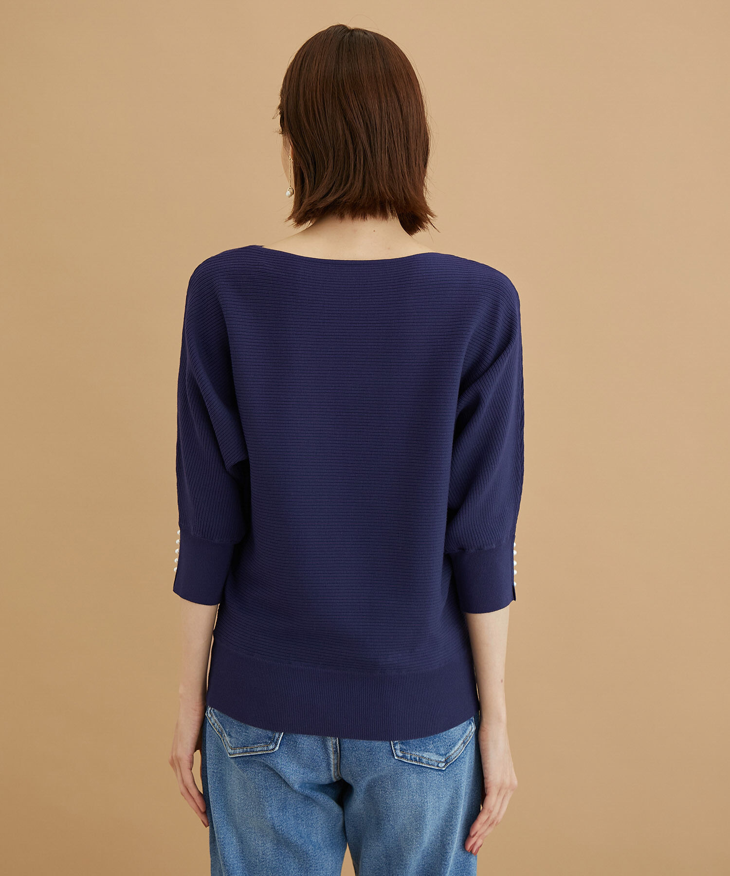 Rope&rsquo;Picnic「7分袖パールドルマンニット」|ニット・セーター|