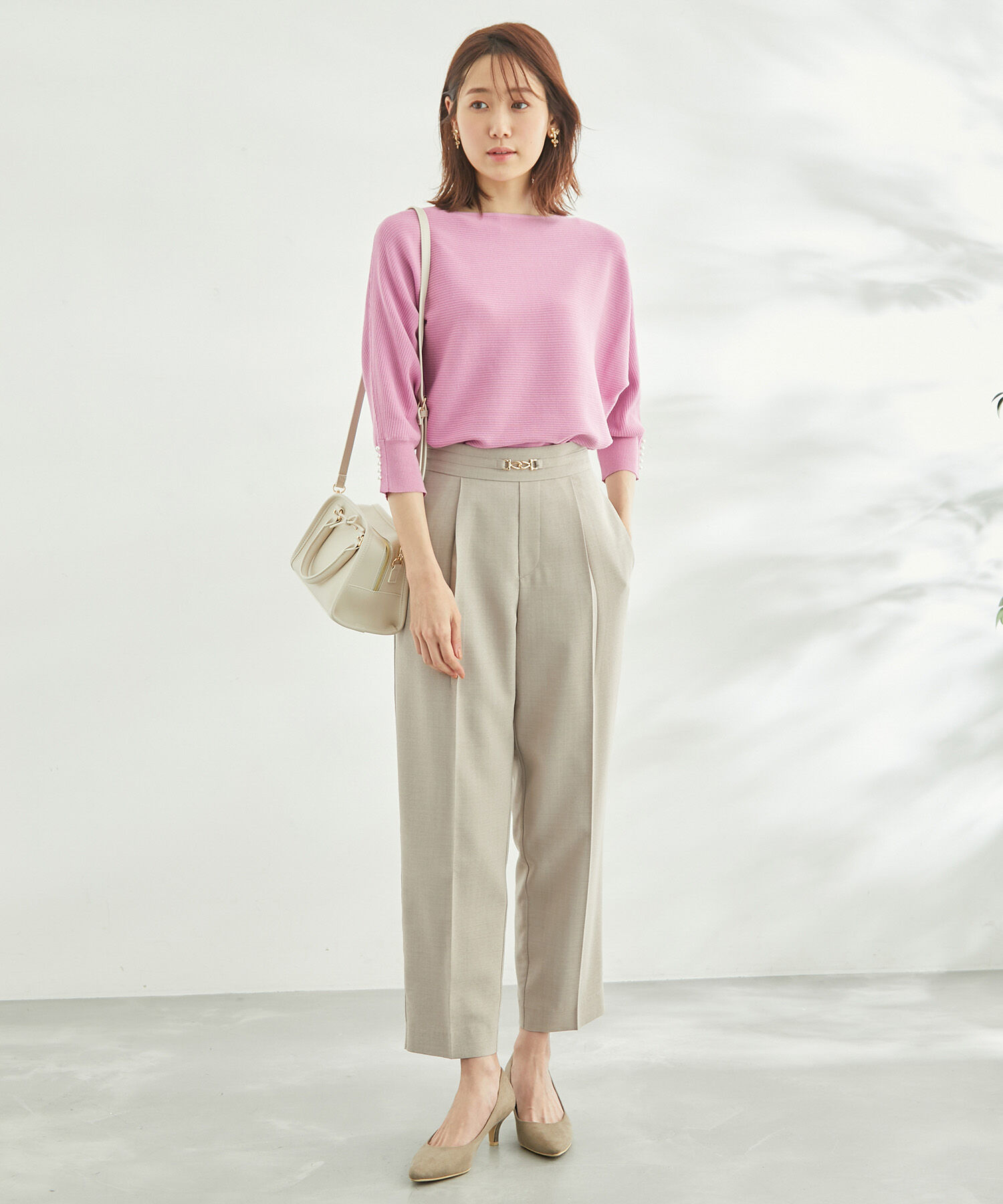 Rope&rsquo;Picnic「7分袖パールドルマンニット」|ニット・セーター|