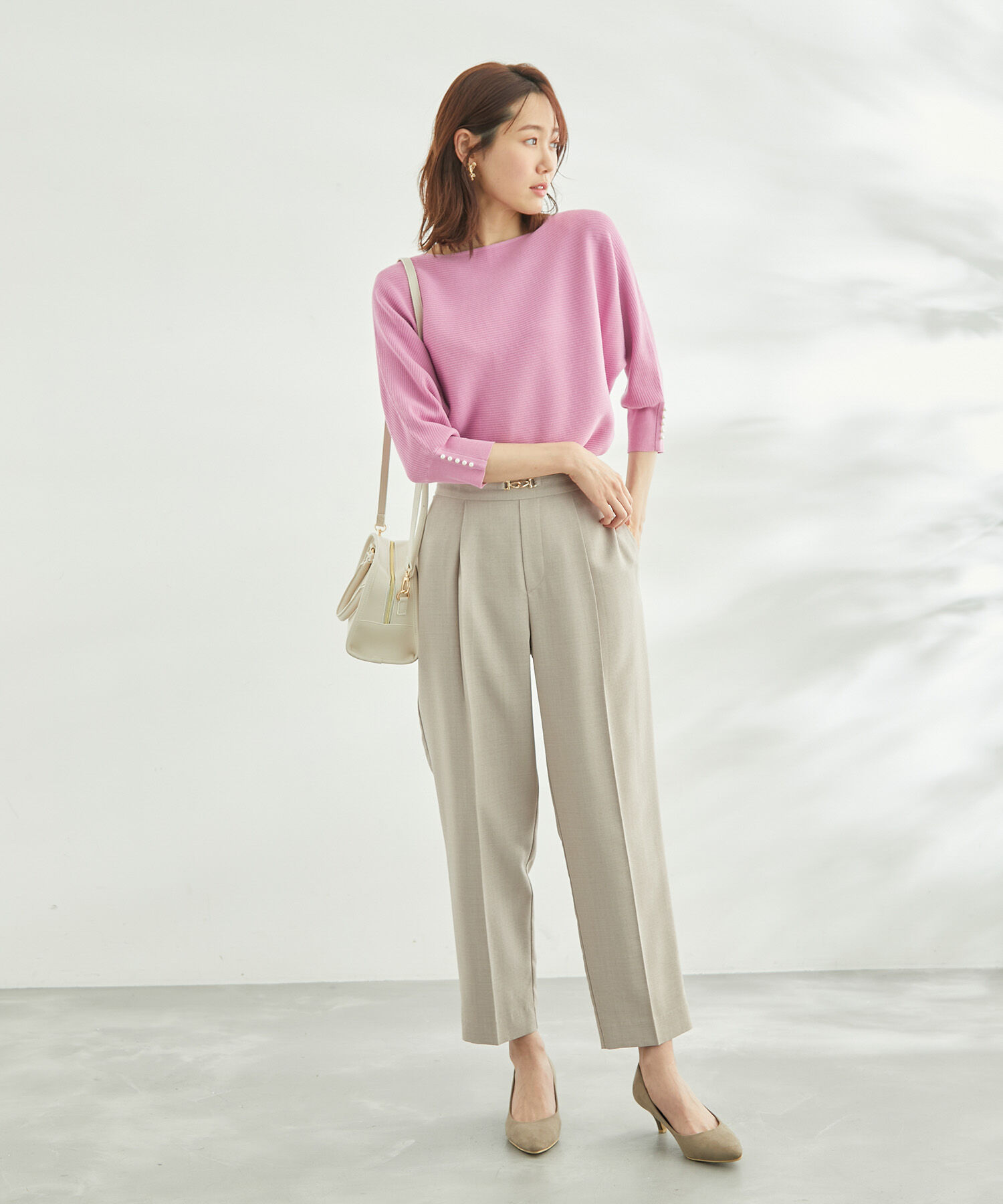 Rope&rsquo;Picnic「7分袖パールドルマンニット」|ニット・セーター|