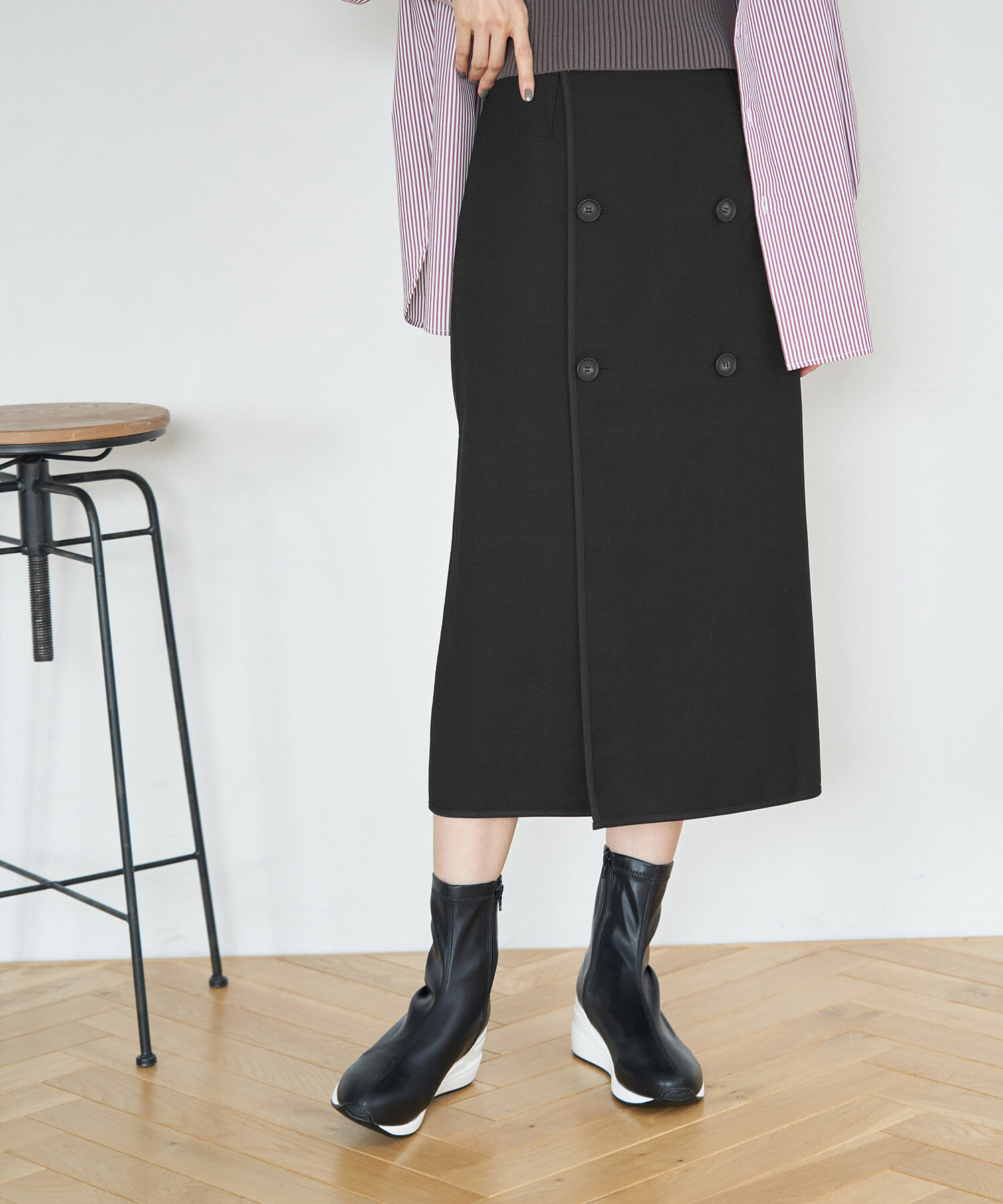 Rope&rsquo;Picnic「チェック＆無地リバーシブルスカート」|スカート|