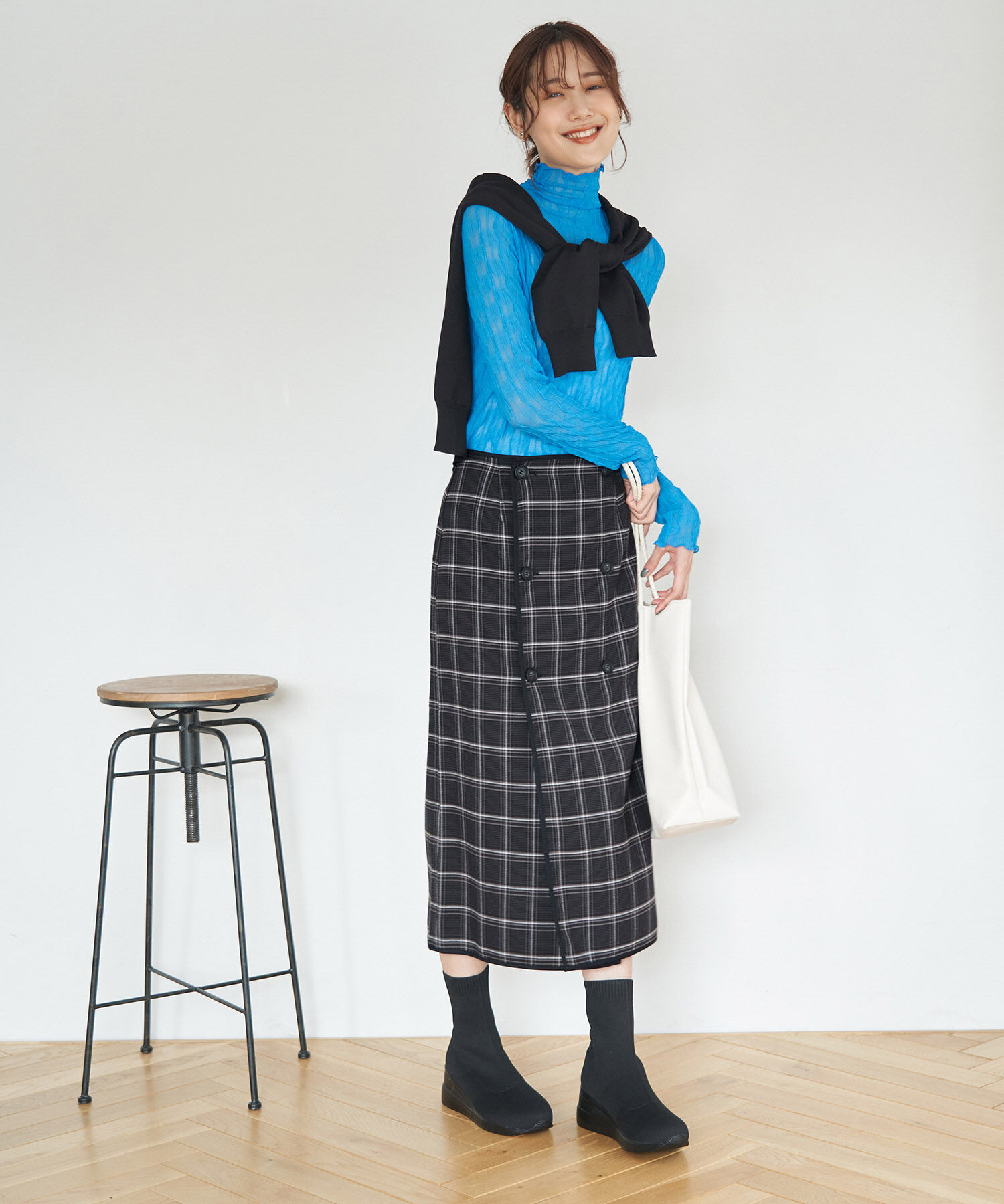 Rope&rsquo;Picnic「チェック＆無地リバーシブルスカート」|スカート|