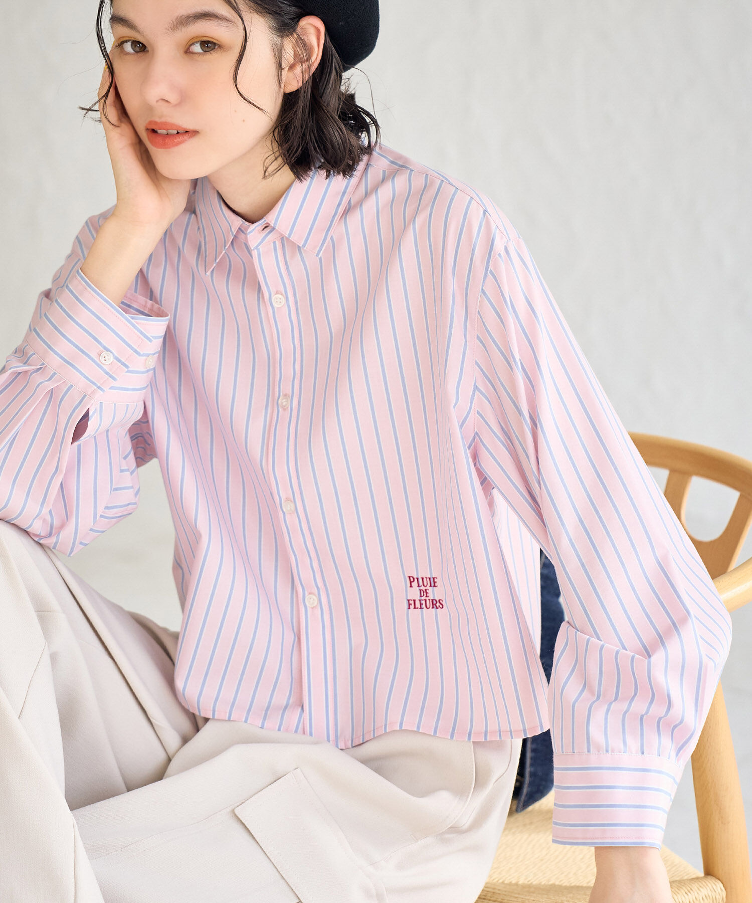Rope&rsquo;Picnic「CALINE&times;ROPE' PICNIC/UVカットクロップド丈シャツ」|シャツ・ブラウス|
