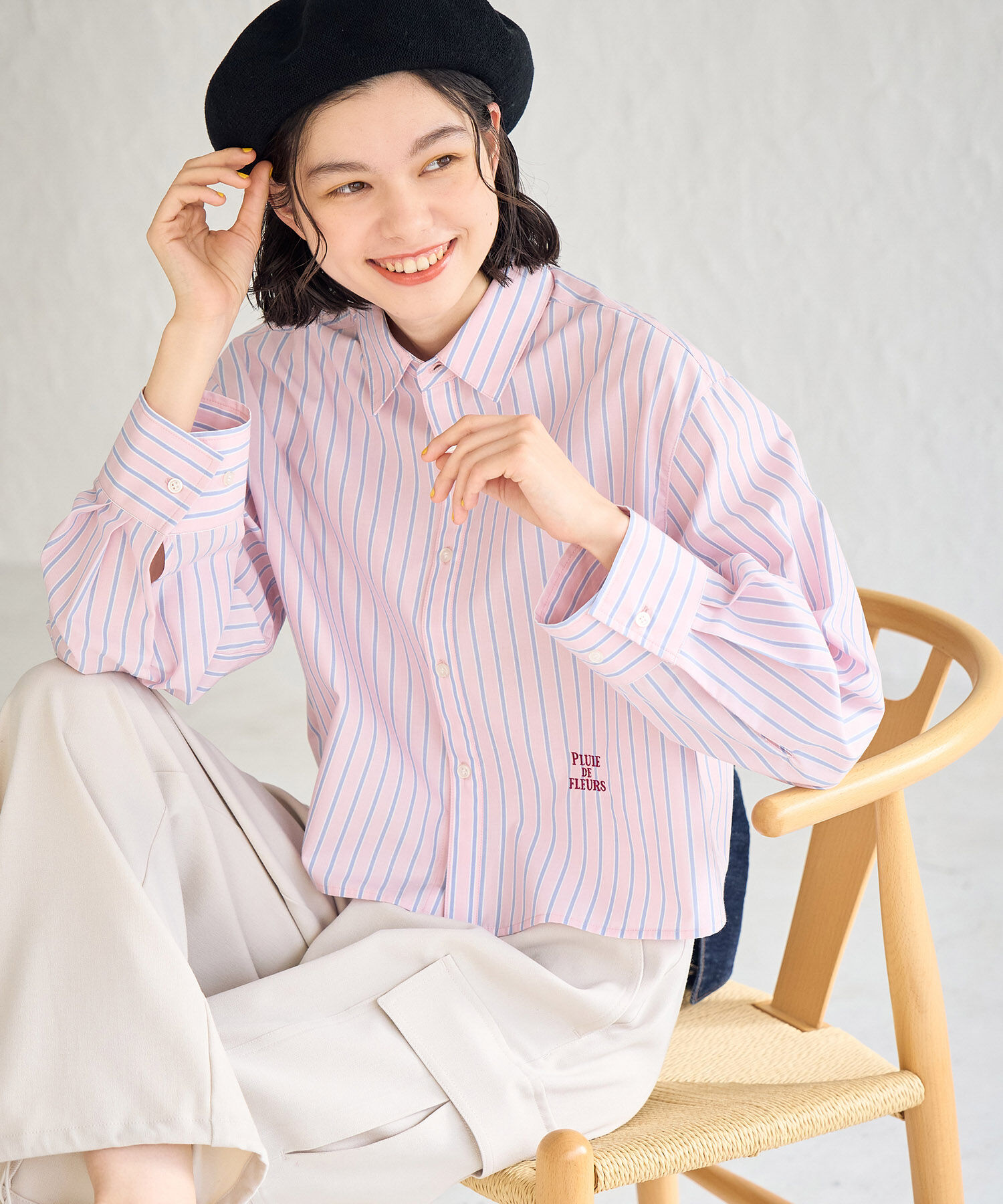 Rope&rsquo;Picnic「CALINE&times;ROPE' PICNIC/UVカットクロップド丈シャツ」|シャツ・ブラウス|