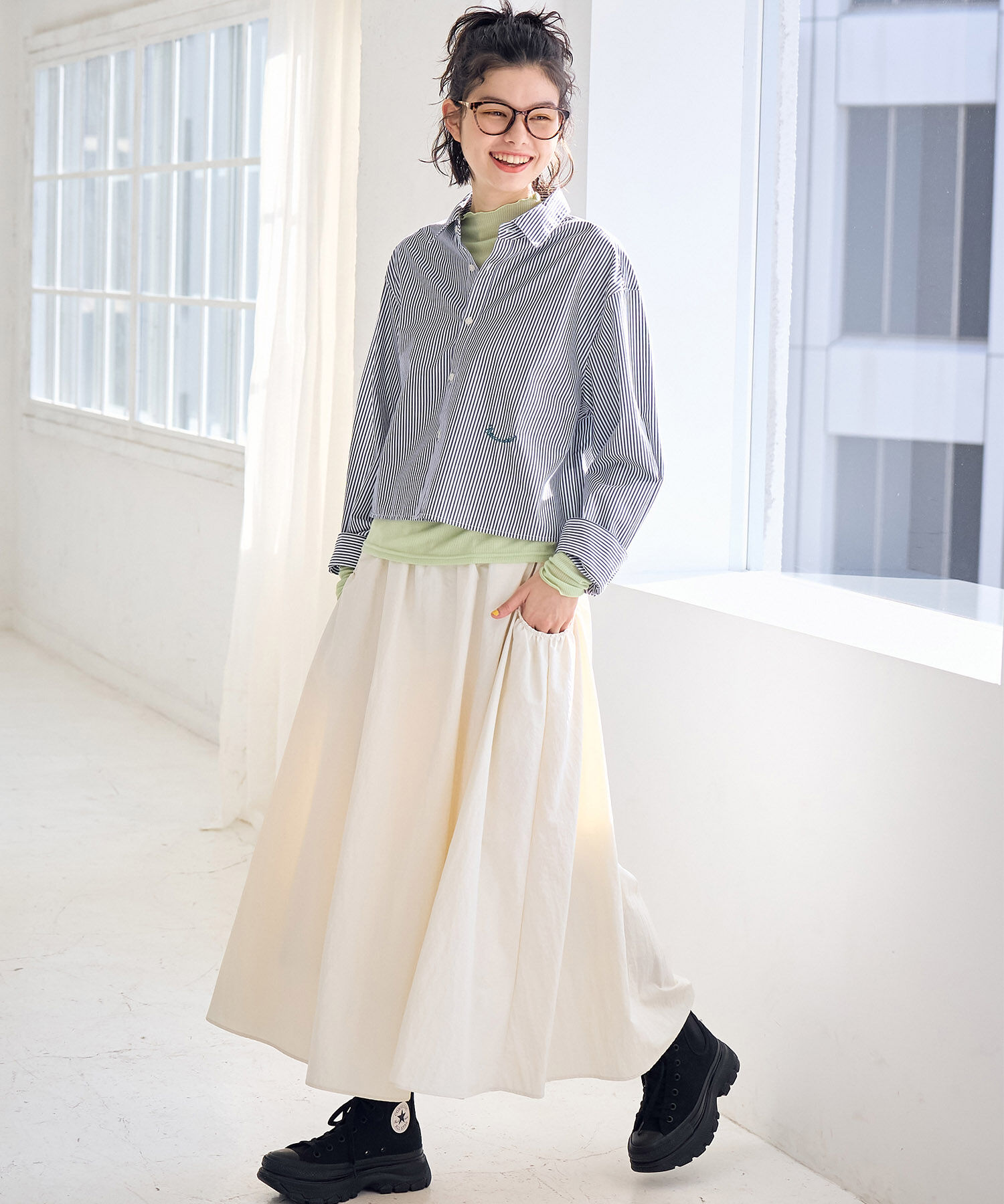 Rope&rsquo;Picnic「CALINE&times;ROPE' PICNIC/UVカットクロップド丈シャツ」|シャツ・ブラウス|