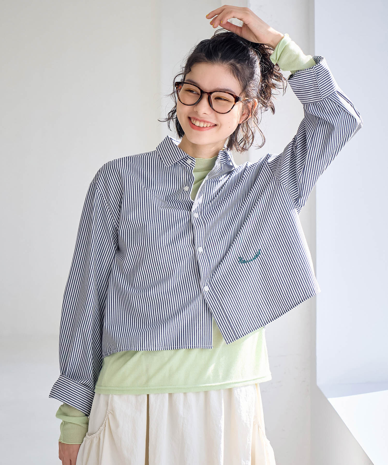 Rope&rsquo;Picnic「CALINE&times;ROPE' PICNIC/UVカットクロップド丈シャツ」|シャツ・ブラウス|