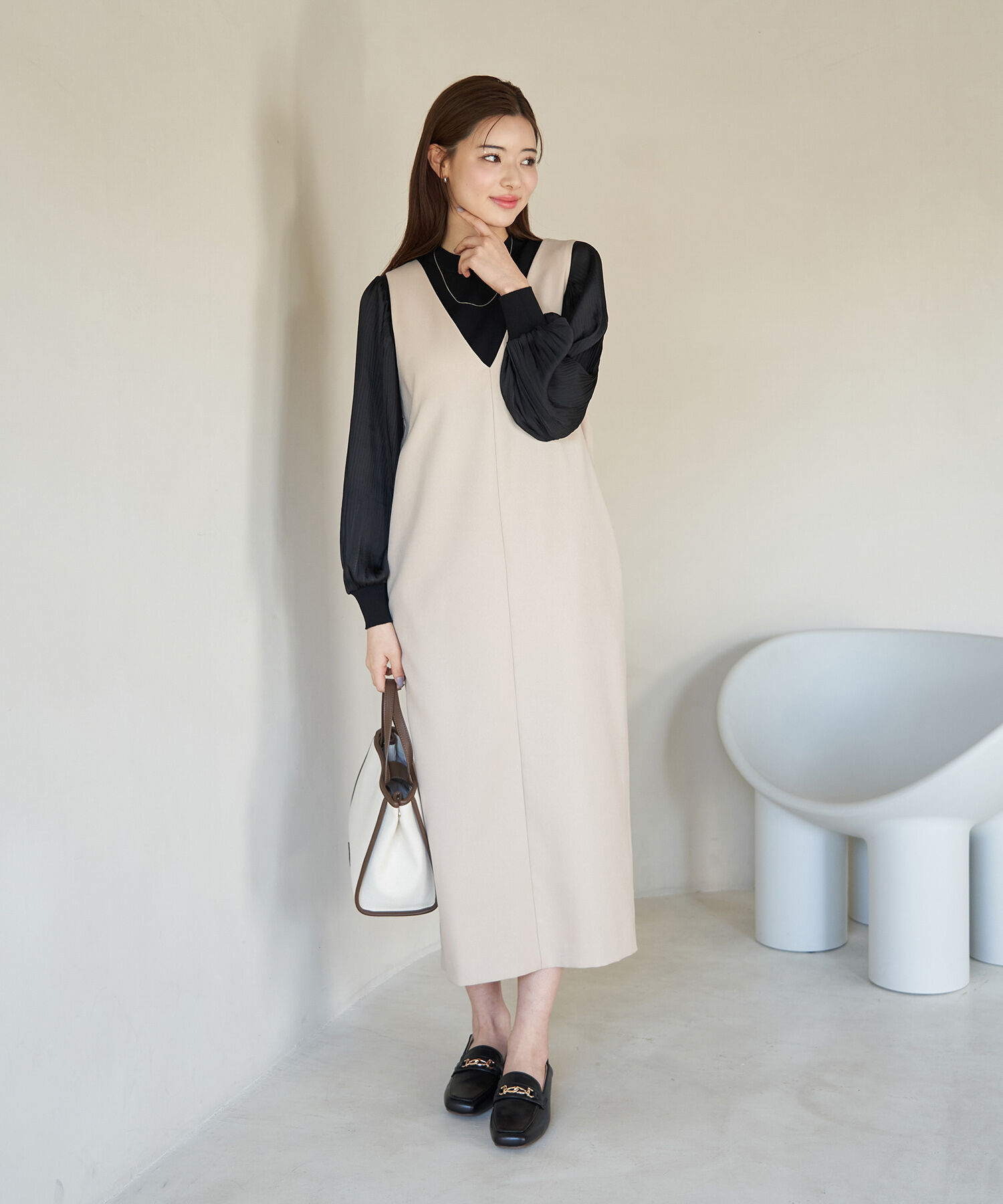 Rope&rsquo;Picnic「袖プリ－ツ異素材ニットプルオーバー/リンクコーデ」|ニット・セーター|