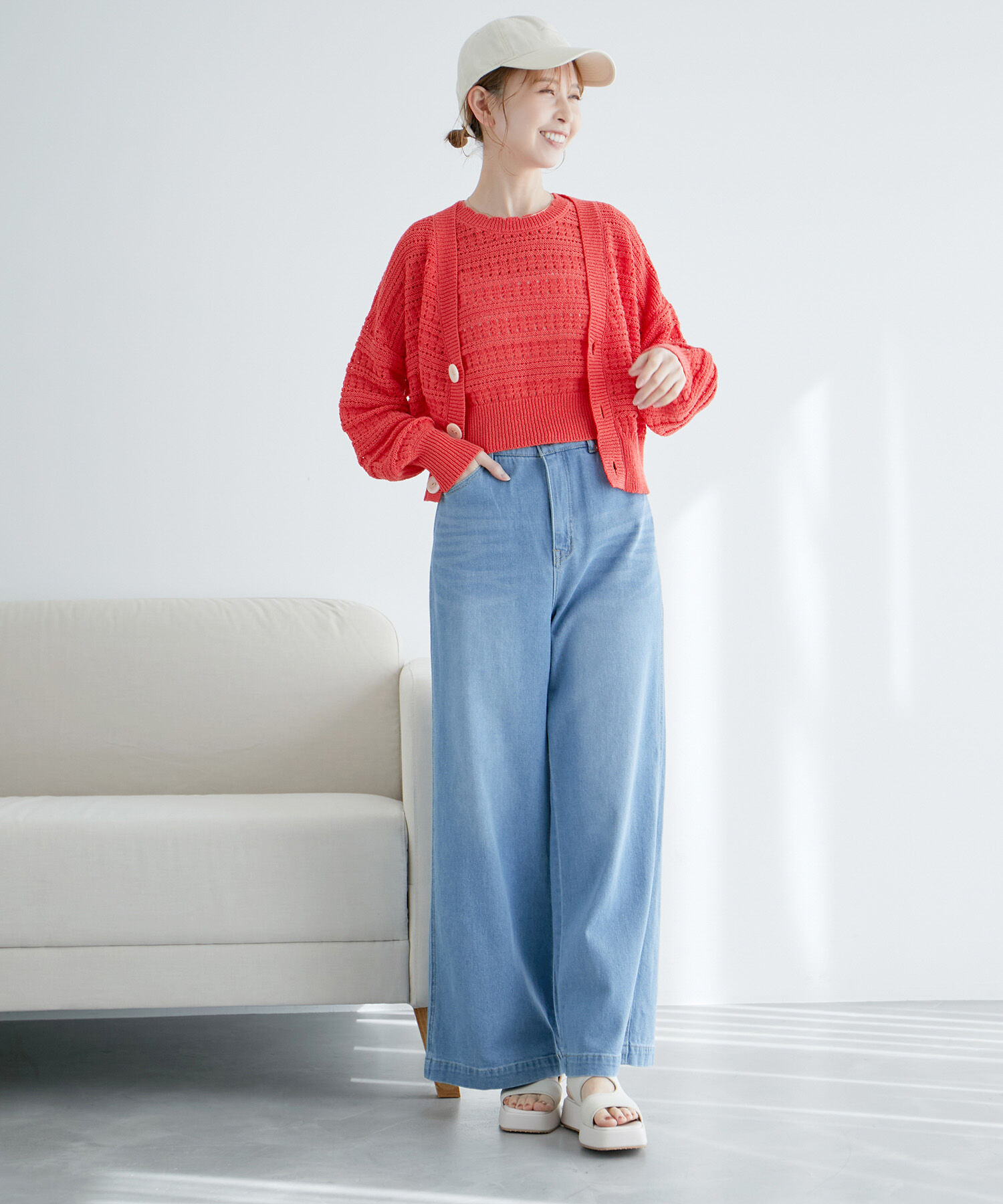 Rope&rsquo;Picnic「セットアップ対応/透かし編みテープヤーンクロップドニットプルオーバー」|ニット・セーター|