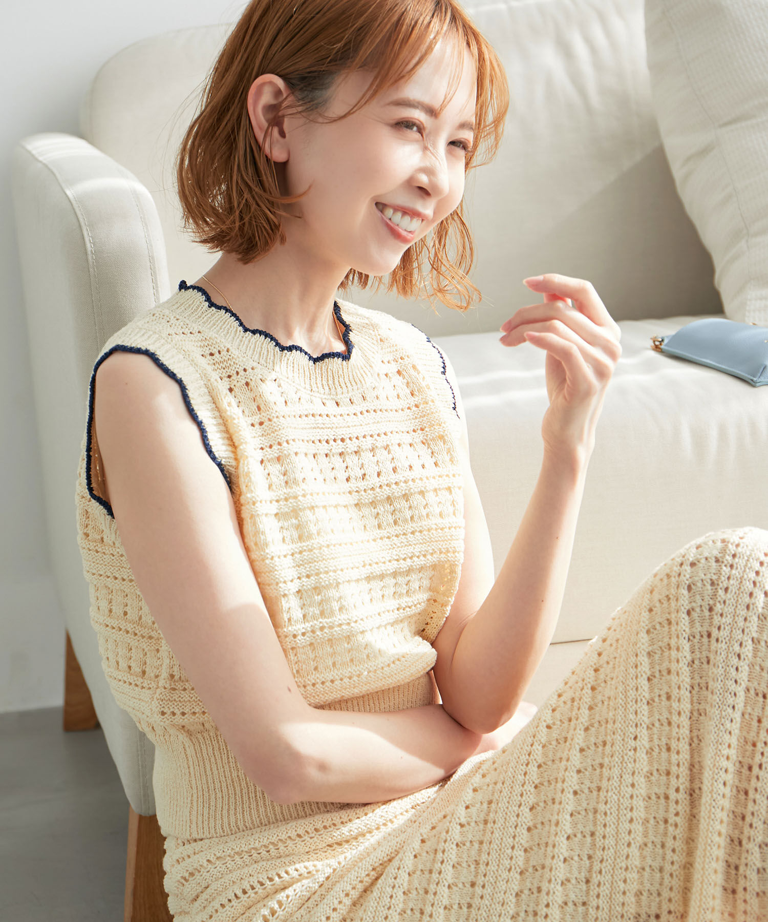 Rope&rsquo;Picnic「セットアップ対応/透かし編みテープヤーンクロップドニットプルオーバー」|ニット・セーター|キナリ系(17)