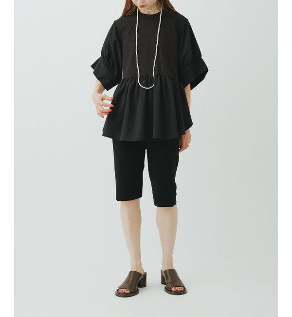 ADAM ET ROPE'「【接触冷感】ニットカプリパンツ」|チノ|