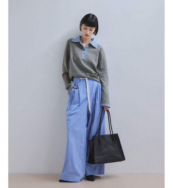 WEB限定】・【サステナブル】バイカラーポロニットプルオーバー（ADAM