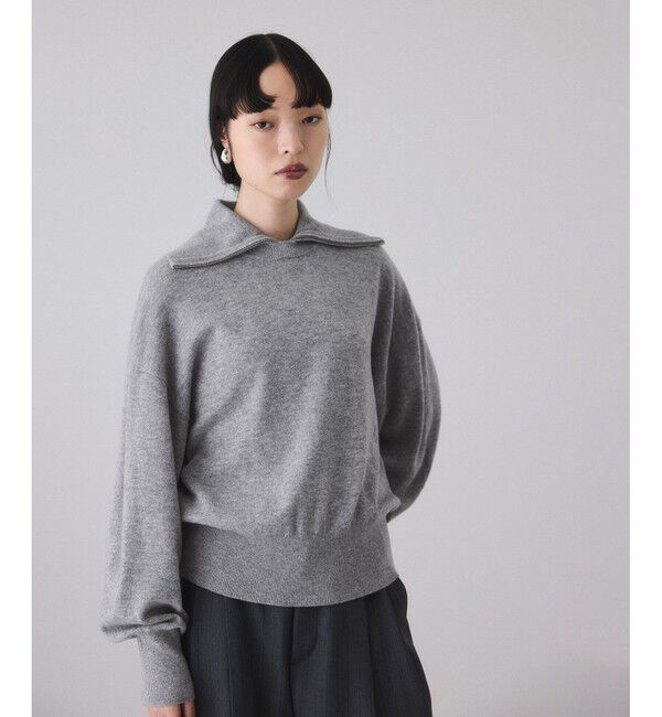 ADAM ET ROPE'「カシミア混ZIPタートルネックプルオーバー」|ニット・セーター|グレー(07)