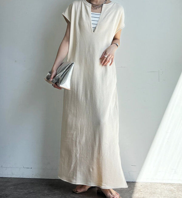  「【SAKURA 企画】【一部WEB限定カラー】深Vスウェットワンピース」|ワンピース|