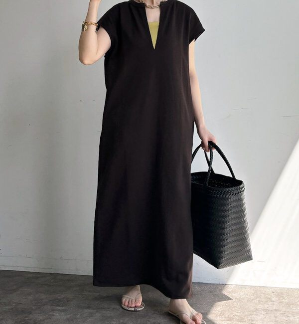  「【SAKURA 企画】【一部WEB限定カラー】深Vスウェットワンピース」|ワンピース|