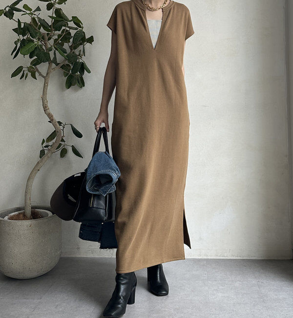  「【SAKURA 企画】【一部WEB限定カラー】深Vスウェットワンピース」|ワンピース|