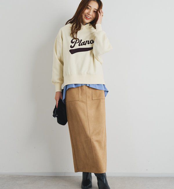  「《大人カジュアルに》裏毛ロゴデザインネックプルオーバー」|Tシャツ・カットソー|