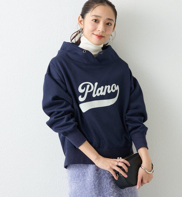  「《大人カジュアルに》裏毛ロゴデザインネックプルオーバー」|Tシャツ・カットソー|