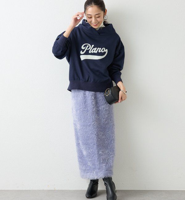  「《大人カジュアルに》裏毛ロゴデザインネックプルオーバー」|Tシャツ・カットソー|