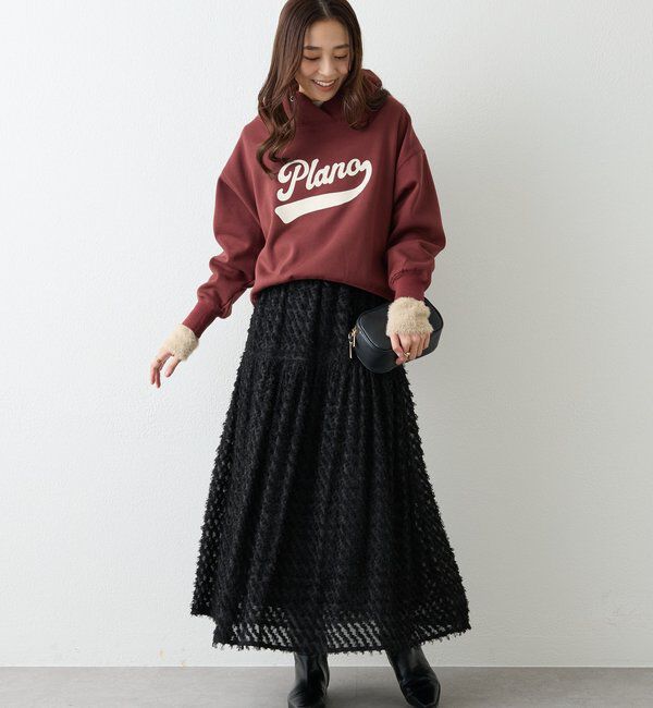  「《大人カジュアルに》裏毛ロゴデザインネックプルオーバー」|Tシャツ・カットソー|