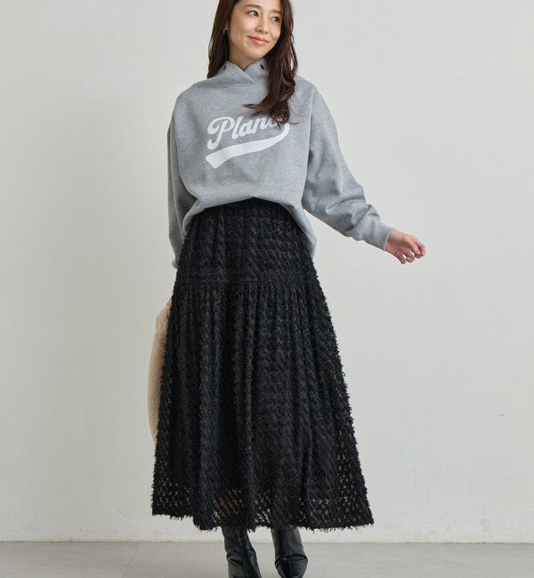  「《大人カジュアルに》裏毛ロゴデザインネックプルオーバー」|Tシャツ・カットソー|