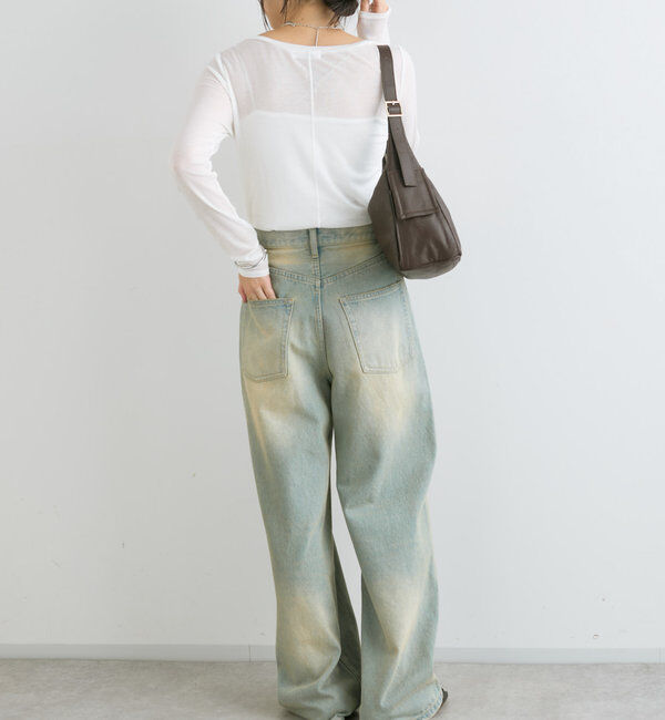  「【MONN.:.(モン)】ハイライズダメージDENIM」|デニム|