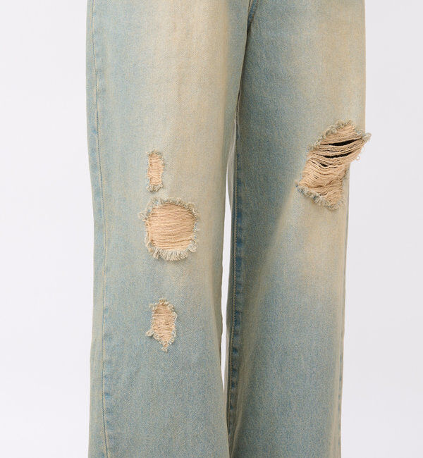  「【MONN.:.(モン)】ハイライズダメージDENIM」|デニム|