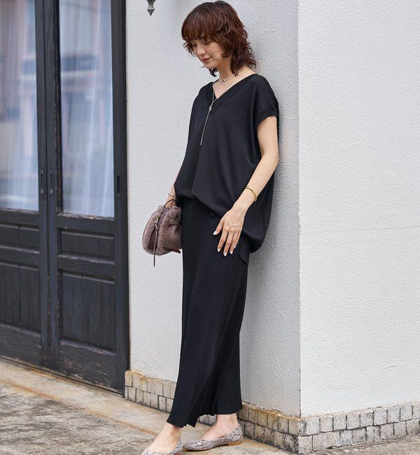  「【ひんやりタッチ・セットアップ対応可】レーヨン混バックテールニット」|ニット・セーター|