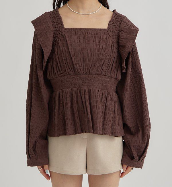  「スクエアシャーリングブラウス」|シャツ・ブラウス|