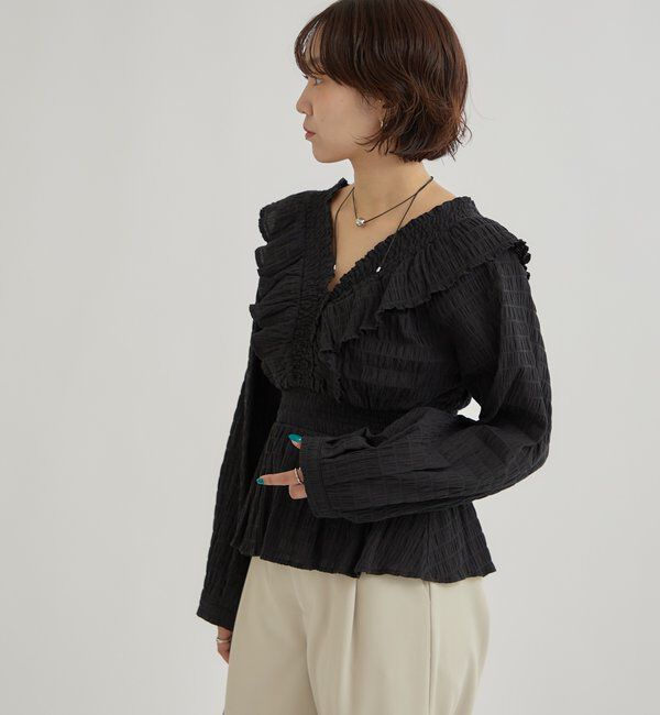  「スクエアシャーリングブラウス」|シャツ・ブラウス|