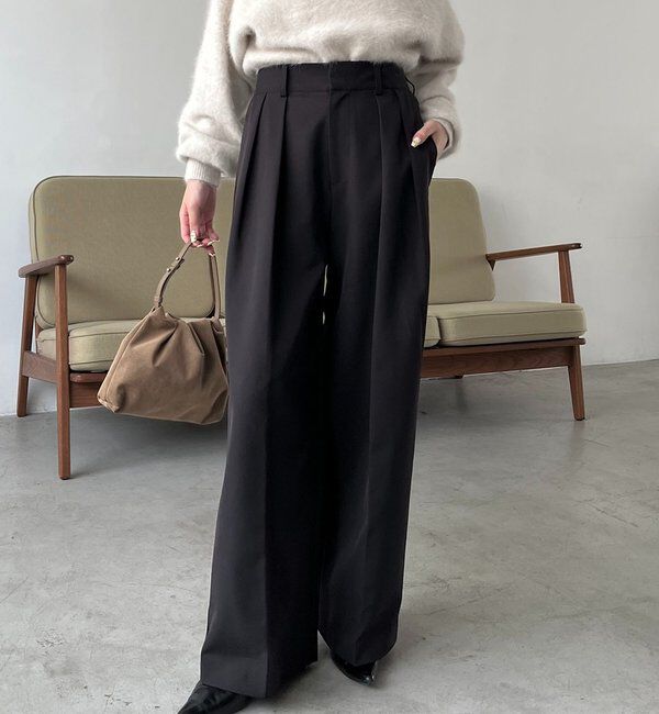  「【累計2万本突破！】【低身長・高身長サイズあり】2タックワイドパンツ」|チノ|