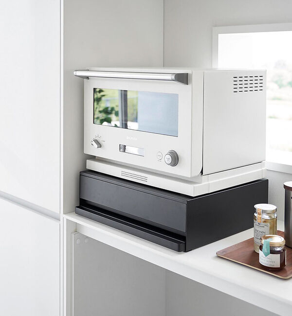 collex「【tower/タワー】 2WAYキッチン家電引き出し&スライドテーブル」|食器・キッチングッズ|ブラック